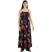 Superdry Smocked Cami Sleeveless Long Dress Multicolore L Femme