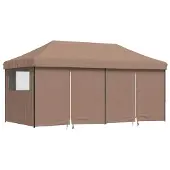 vidaXL Tente de réception pliante Pop-Up avec 4 panneaux latéraux Marron