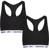 Reebok Brassières en coton Frankie Logo femme, Pacquet Double, Noir