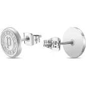 Police Pontevedra Ii Disc Stud Earrings Argenté Homme