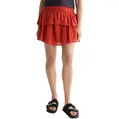 Scotch & Soda Crinkle Gauze Gathered Smocked Short Skirt Rouge M Femme