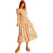 & Me Felicia Short Sleeve Long Dress Beige 38 Femme