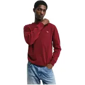 Gant pour homme. 87211 Pull en laine de mouton très fine, col rond bordeaux (S), Casuel