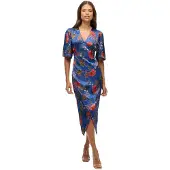 Superdry Jacquard Short Sleeve Midi Dress Bleu XS Femme
