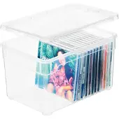 Rotho FAST - Boite de rangement de supports - capacité : 22 CD/DVD - transparent