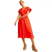 & Me Sharon Short Sleeve Midi Dress Orange 42 Femme
