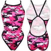 Turbo Revolution Camo Letters Swimsuit Rose 5XL Femme