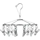 Wenko Séchoir à linge en acier inoxydable avec pinces à linge - 27 x 27 x 26 cm - Argent