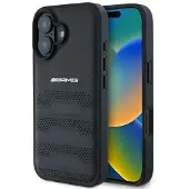 Mercedes Étui en cuir noir avec logo AMG pour iPhone 16