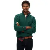 Superdry Essential Logo Henley Half Zip Sweatshirt Vert S Homme