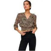 Vero Moda Pen Crop Long Sleeve Blouse Beige S Femme