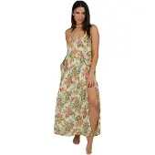 Salty Crew Baja Maxi Sleeveless Long Dress Beige L Femme