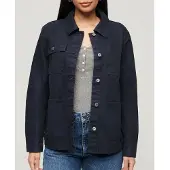 Superdry pour femme. W5011711A Veste en toile Navy Chore (L), Casuel, Coton, Manche longue, Marine