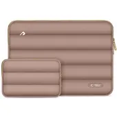 TechProtection Puffy Laptop Sleeve 15-16" with accessory pouch - Brown (16", Apple, Microsoft), Sac pour notebook, Marron