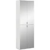 Ebuy24 ProjektX armoire de rangement 4 portes blanche, miroir.