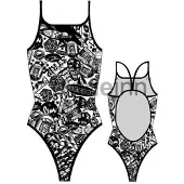Turbo Stickers Swimsuit Blanc,Noir 3XL Femme