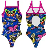 Turbo Style Butterfly Patron Relax Swimsuit Bleu L Femme