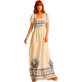 & Me Yeva Short Sleeve Long Dress Beige 40 Femme