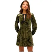 Superdry Diamante Long Sleeve Short Dress Vert S Femme