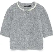 Vero Moda Cardigan 'VMOcean' gris chiné / blanc perle