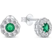 Brilio Silver - Impressionnantes boucles d'oreilles en argent avec zircons Fleurs EA331WG, (Argent)