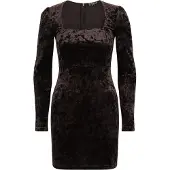 Superdry pour femme. W8011984A Robe en velours marron (XL), Casuel, Fête, Classique, Polyester, Manche longue