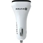 Evelatus Chargeur de voiture rapide QCC02, Adaptateur pour véhicule, Blanc