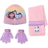 Cerda Universal Filles, Écharpe, Gabbys Dolls House winter set snood hat gloves, Pink, Violet, Multicolore
