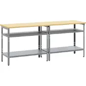 vidaXL Ensemble d'établi avec étagère , 2 pièces, beige et gris, 200 x 55 x 85 cm