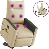 Syfax Fauteuil inclinable de massage Crème Tissu