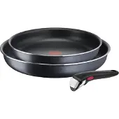 Tefal Ingenio XL Force Set de 3 poêles 22/26 cm + poignée (L1589232), Aluminium - PTFE, Set de poêles et de casseroles, Noir