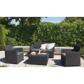 Allibert by KETER Keter Ensemble de salon Mia, pour 4 personnes, table avec espace de rangement, résistant aux intempéries