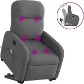 Syfax Fauteuil de massage inclinable Gris foncé Tissu