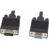 Lanberg AC VGAC 10CC 0018 B+ VGA (15 broches) mâle vers VGA (15 broches) femelle avec noyau en ferrite, 1,8 m, noir