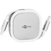 Goobay Câble USB-C auto-rétractable, 1 m, blanc;argenté -