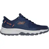 SKECHERS WIP 237634-NVOR in Navy Leather/Textile/Orange Trim color size 44