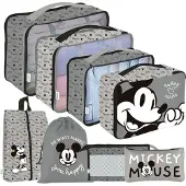 Arditex Ensemble de rangement de voyage Mickey Mouse - 8 pièces, gris (WD16712)