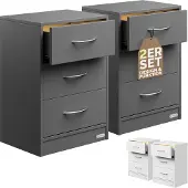 Casaria 2x Table de chevet Eloïse Anthracite 54x39x28cm LED