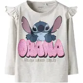 Name it T-Shirt 'Stitch' beige chiné / bleu marine / rose