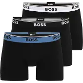 BOSS Lot de trois boxers longs en coton stretch avec taille logotée