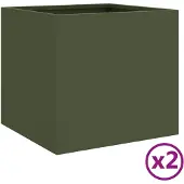 vidaXL Jardinières 2 pcs vert olive 32x30x29 cm acier