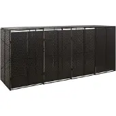 vidaXL Box pour poubelles 4 tonnes noir 274x80x117 cm Poly rotin
