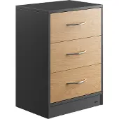 Casaria Table de chevet Eloise gris/bois 54x39x28cm 3 tiroirs