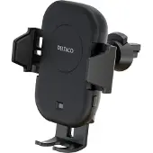 Deltaco Wireless car charger 15 W automatic open and close dual mounts black, Adaptateur pour véhicule, Noir