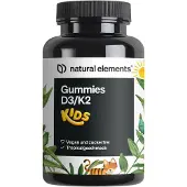 Natural Elements Gommes D3/K2 pour enfants - 120 gommes pour 2 mois / Saveur tropicale