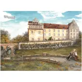 Pappnoptikum Calendrier de l'Avent « Le Chat botté », château de Trebsen, papier, 38 x 27 cm