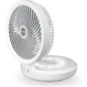 Macom Ventilateur de table oscillant sans fil 19 cm blanc 4 vitesses rechargeable