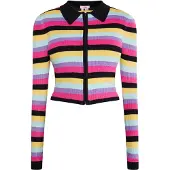 Mymo Cardigan 'Blonda' bleu clair / jaune / rose / noir
