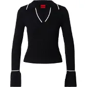 HUGO pour femme. 50554077 Pull Samur noir (S), Casuel, Viscose
