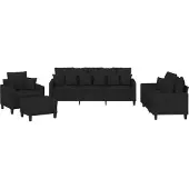 vidaXL Ensemble de canapés 4 pièces avec coussins Tissu noir